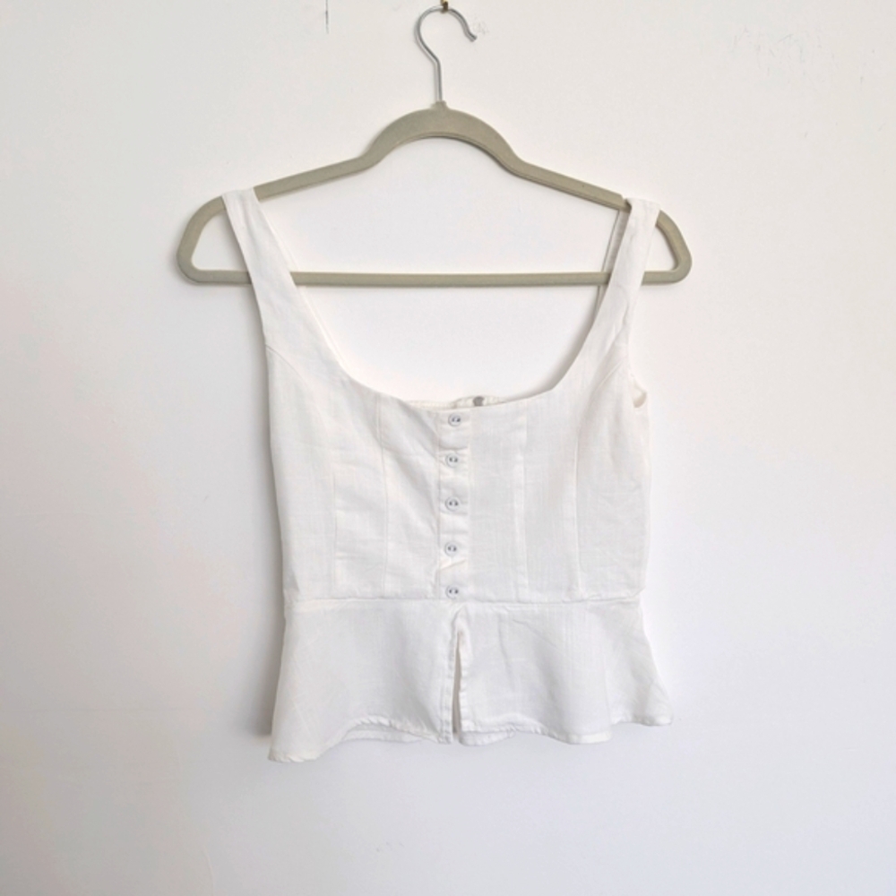 White Sleeveless Button-Up Top